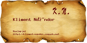 Kliment Nándor névjegykártya